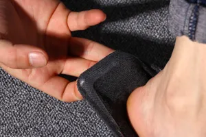 Detailed view of men's breathable no show socks fabric texture and comfortable elastic design