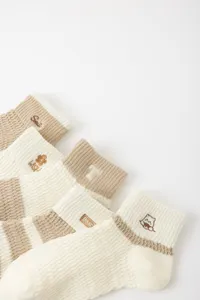 Women breathable mesh short socks with cute embroidery design for spring and summer days.