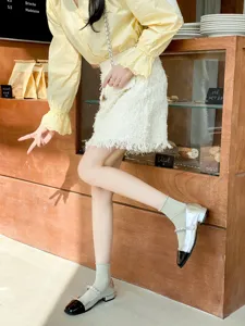 Summer thin solid color mid-calf socks for women, breathable Japanese style sheer cotton socks.