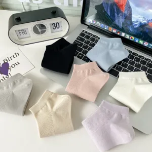 Calcetines tobilleros de algodón de verano transpirables para mujer, lote de pinkies lisos.