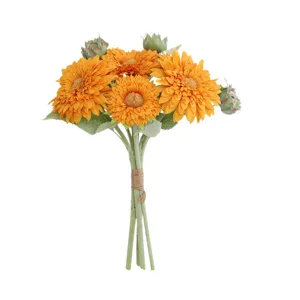 Bouquet di girasoli artificiali per decorazioni casa, fiori finti eleganti da centro tavola.