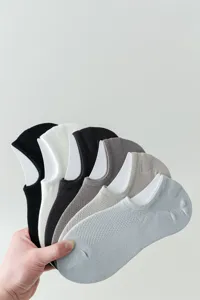 Men's summer breathable mesh boat socks invisible low cut socks multi-color 6-pack set