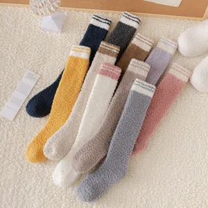 Damen Winter flauschige Korallenfleece lange Socken warme weiche gemütliche Plüschsocken