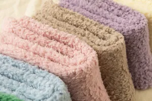 Cozy coral fleece women socks autumn winter warm solid color mid-tube soft fuzzy socks