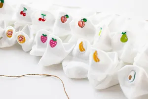 White cartoon embroidered women short socks summer cute fruit low cut boat socks detail view