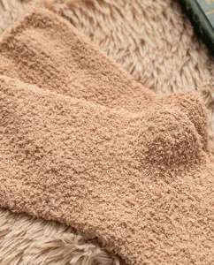 Men's thickened fleece coral plush cozy sleep socks winter solid color soft home floor socks.