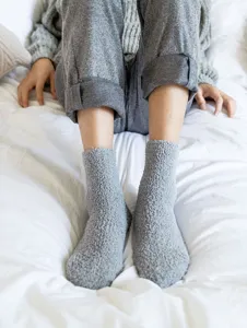 Men winter warm fuzzy fleece sleep socks cozy solid color soft home floor socks comfortable