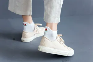 White summer ankle socks for women featuring cute watermelon embroidery, soft and comfortable.