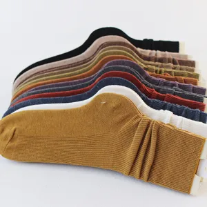 Set calzini donna a coste tinta unita, calze casual a metà polpaccio in cotone autunno.