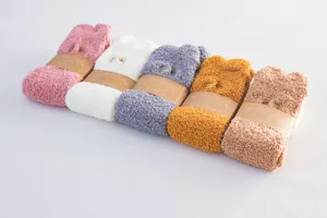 Cozy coral fleece fuzzy sleeping socks for women winter cute home floor socks warm sets