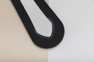 Black V-neck ice silk invisible boat socks detail view, showing breathable fabric and seamless cut.