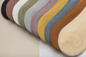 Summer new V-cut ice silk boat socks, solid color candy style women short socks detail view.