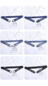 Women's invisible elastic lazy belt with cute daisy buckle stretch denim jeans waistband