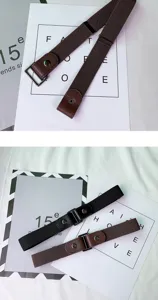 Buckle-free elastic stretch belt for jeans, comfortable invisible lazy waist belt detail.