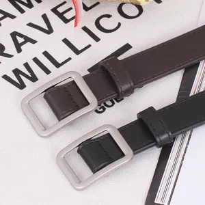 Set van minimalistische leren riem zonder gaten voor dames, stijlvolle zwarte bruine broekriemen.