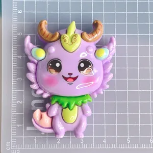 Cute purple dragon resin cabochon DIY charm for phone case, hair clip, and craft decoration.