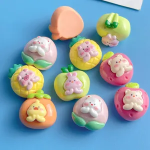 Niedliche Tier Frucht Harz Anhänger DIY Handyhülle Patches Kawaii Handwerk Zubehör
