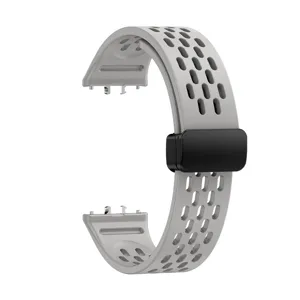 Silicone replacement strap for Samsung Galaxy Fit3 breathable grey band with magnetic buckle