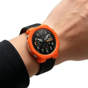 Silicone protective case and strap compatible with smartwatch, durable hollow cover.