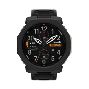 Durable protective case for Amazfit T-Rex ultra smartwatch, black hollow bumper cover.