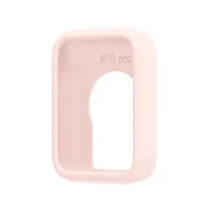 Vista dettagliata della custodia protettiva in silicone rosa, morbida e anti-caduta per band.