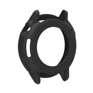 Close-up view of the black silicone watch protective case showcasing precise cutouts.