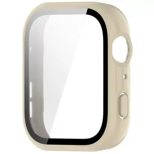 Beige PC harde horloge beschermhoes met geintegreerd gehard glas screenprotector