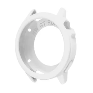 White silicone protective case compatible with smartwatch, shockproof bumper cover accessory.