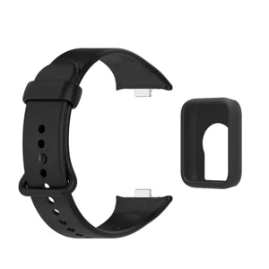 Set di cinturino per orologio in silicone e custodia protettiva nera, design per smartwatch.