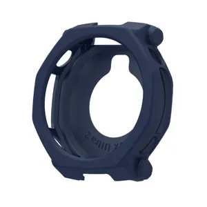 Detailed view of dark blue hollow smartwatch protective case, cutout design, durable TPU.