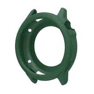 Dark green silicone watch protective case detail, cutout design for precise fit and drop protection.