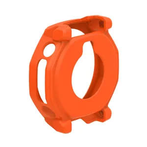 Detailed view of the vibrant orange rugged watch protective case designed for sports smartwatches.