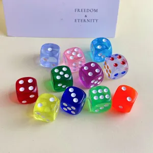 Colorful acrylic dice resin accessories for DIY phone cases and crafts decoration 10pcs