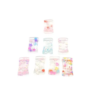 DIY transparent resin candy charms with colorful glitter and sweet text for phone case decor