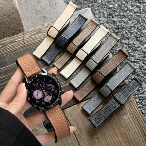 Replacement leather strap with magnetic folding clasp for smart watch multi color options