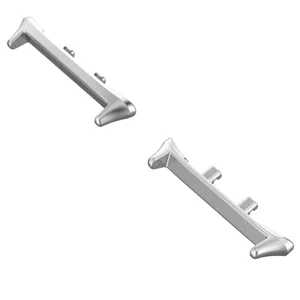 Silver metal watch band connector adapters, fine craftsmanship, durable accessory details.