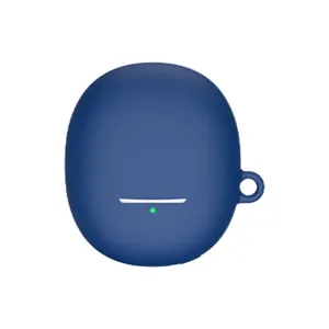 Custodia protettiva in silicone per auricolari wireless Xiaomi Buds 4 blu scuro con anello.