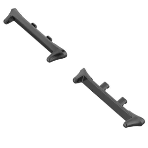 Detailed view of black metal watch strap connector end pieces, 20mm adapter parts.