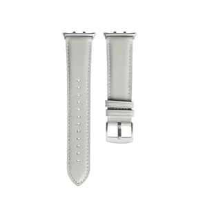 Elegantes Echtleder Ersatzarmband mit silbernen Metallverbindern für Honor Watch X5.