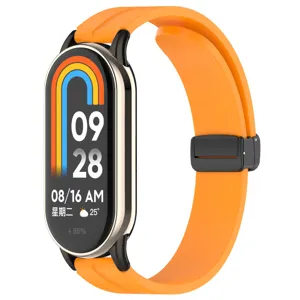 Cinturino di ricambio in silicone magnetico per smartwatch con fibbia di chiusura sicura.
