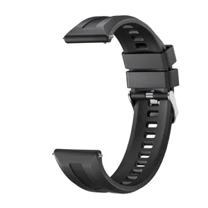 Schwarzes Silikon-Ersatzarmband für Smartwatch mit Metallschließe Schnellverschluss.