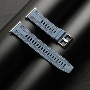 Replacement silicone nylon watch strap detail view, flexible and durable design for daily use.