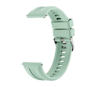 Silikon-Uhrenarmband Detailansicht mit Schnellverschlussstiften und Atemlöchern in mintgrün.