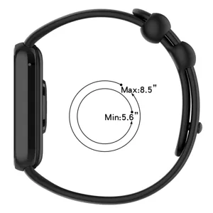 Μαύρο λουράκι σιλικόνης αντικατάστασης smartwatch με ρυθμιζόμενο μέγεθος από 5.6 έως 8.5 ίντσες.