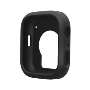 Custodia protettiva in silicone nero per smartwatch, cover flessibile con tagli precisi.