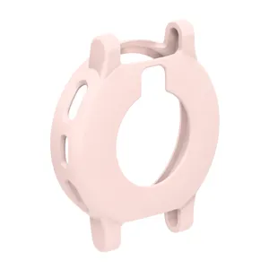 Funda protectora de silicona detalle smartwatch, diseño hueco rosa, flexible y duradero.