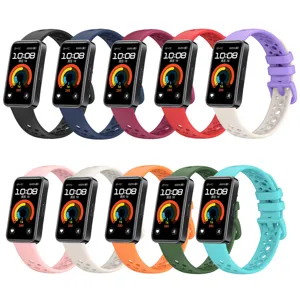 Breathable silicone replacement watch strap with perforated holes in multiple colors.