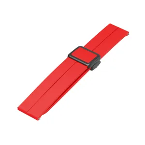 Replacement silicone watch strap with magnetic folding clasp for smart watch detail view