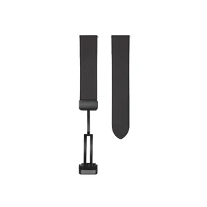 Black composite silicone watch strap featuring a secure magnetic folding clasp for smartwatches.