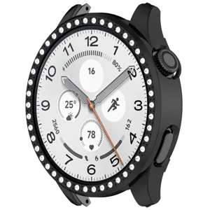 Funda protectora smartwatch pedrería negra parachoques PC rígido elegante accesorio marco reloj